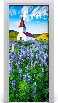 Produktbild von Tulup Türaufkleber 85x205 cm Dekorative Aufkleber Selbstklebend Wasserdichte Tapete Abnehmbar Schlafzimmer Wohnzimmer Wohnkultur - Selbstklebende Blumen Kirchentür