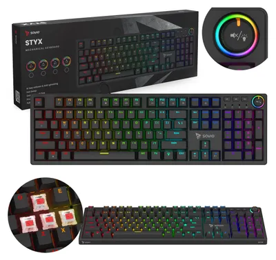 Produktbild von SAVIO STYX Mechanical Keyboard Outemu Red  Hot Swap  RGB