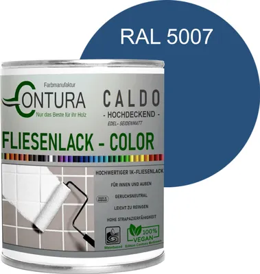 Produktbild von Fliesenlack 750ml. Fliesenfarbe 20 Farben Lack Fliesen Wand Boden Bad Küche - RAL 5007 Brilliantblau