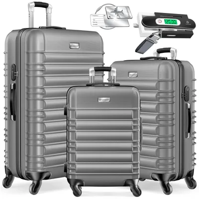 Produktbild von KESSER® 3tlg. Hartschalenkofferset Hartschalenkoffer Reisekoffer Set Reisekofferset Trolley Koffer Inkl. Kofferwaage + Gepäckanhänger Rollkoffer Schloss 4 Rollen ABS-Hartschale Teleskopgriff M-L-XL