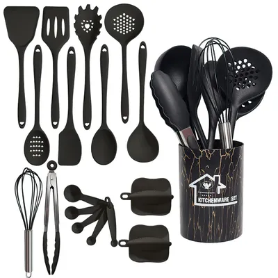 18-tlg. Silikon-Küchenhelfer-Set, antihaftbeschichtet, hitzebeständig