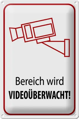 Produktbild von Blechschild Hinweis 20x30cm Bereich wird videoüberwacht