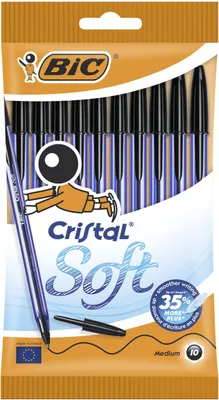 Produktbild von BIC Cristal Soft, Stick-Kugelschreiber, Schwarz, 10 Stück(e), Medium