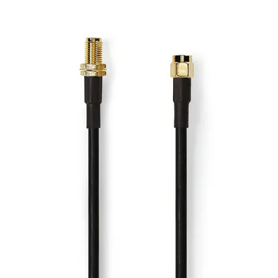 Produktbild von Nedis Antennenkabel | SMA-Stecker | SMA-Buchse | Vergoldet | 50 Ohm | Doppelt geschirmt | 15.0 m | rund | PVC | Schwarz | Plastikbeutel NE550698410