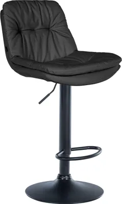 Produktbild von Barhocker MITUN - Kunstleder Schwarz 46x54x92 cm Schwarz | Barstuhl Höhenverstellbar Mit Lehne Drehbar Tresenhocker Tresenstuhl Kneipenhocker