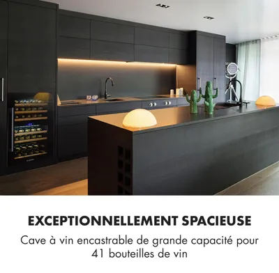 Image de Klarstein Cave a Vin Encastrable, Caves à Vin de 132L avec une Porte en Verre, Cave a Vins à Double Zone, Bar Intérieur/Extérieur, Frigo Vin, Cave a Vin de Vieillissement, Cave à Vin 35 Bouteilles