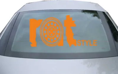 Produktbild von Indigos UG - Aufkleber Heckscheibe & Motorklappe DE6059 - orange - 600x285 mm - Rat style - Auto Scheiben Fenster Heckklappe Tuning Racing JDM - Die cut