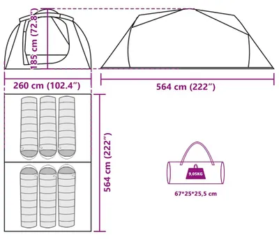 Produktbild von vidaXL Tunnel-Familienzelt 6 Personen Blau Wasserfest