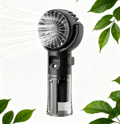 Produktbild von Handventilator mit Wasserkühlung, Tragbarer Mini Ventilator, Taschenventilator Mit 4 Geschwindigkeitsstufen, USB-Ventilator Schwarz