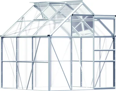 Image de Serre de jardin en aluminium 5,85m³ abri extérieur de plantes légumes fruits 190x190x195cm gouttière