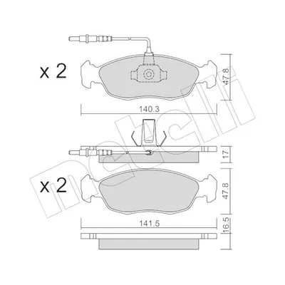 Produktbild von METELLI Bremsbeläge Satz Vorne Bremsklötze passend für PEUGEOT 306 Schrägheck (7A, 7C, N3, N5) 22-0156-0