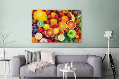 Produktbild von OneMillionCanvasses® - Leinwandbilder - 140x90 cm, Apfel - Weintrauben - Obst, Wandbilder Kunstdruck Wanddekoration