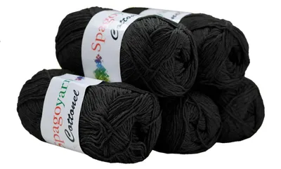 5 x 100g Strickgarn Cottonel Uni Häkelwolle Handstrickgarn schwarz