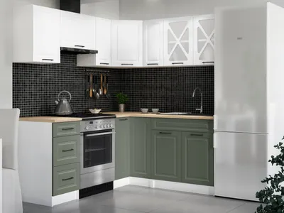 Obrázek produktu pro Rohová kuchyňská linka ASTRID 190x170cm - Bílá + olive