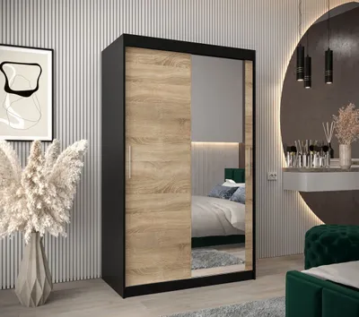 Obrázok produktu pre Skriňa s posuvnými dverami v šírke 120 cm TIMEA 2 - čierna / dub sonoma