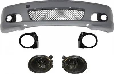 Produktbild von Frontstoßstange für BMW 3 E46 (99–07) M-Technik II Design mit getönten Nebelscheinwerfern.