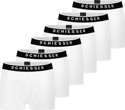 Produktbild von Schiesser 6er Pack - 95/5 - Organic Baumwolle Retro Short / Pant Körpernahe Shorts mit Webgummibund , Kontraststarke Logo-Prägung am Bund, Elastische Single-Jersey-Qualität