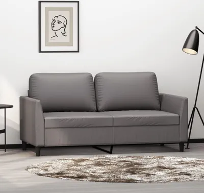 Produktbild von Cloris Designermöbel 2-Sitzer-Sofa Grau 140 cm Kunstleder 2024 Neu