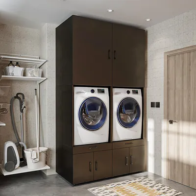 Produktbild von Roomart SERIE 3 Waschmaschinenschrank 134 cm breit, Schwarz-Eiche