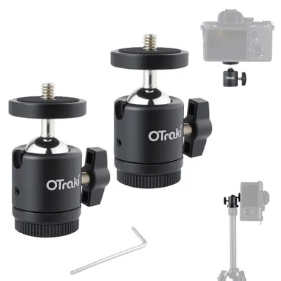 Produktbild von OTraki 2 Mini Stativkopf Kugelkopf 1/4 Zoll Blitzschuh 360° Drehbar Adapter