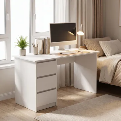 Produktbild von VASAGLE Schreibtisch mit 3 Schubladen, Bürotisch, Computertisch, 100 x 50 x 72 cm, Weiß