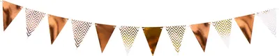 Produktbild von Oblique Unique Wimpel Girlande Banner Wimpelkette Geburtstag JGA Hochzeit Einschulung Party Deko - weiß rosé gold