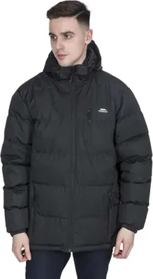 A man wearing a black puffer jacket.