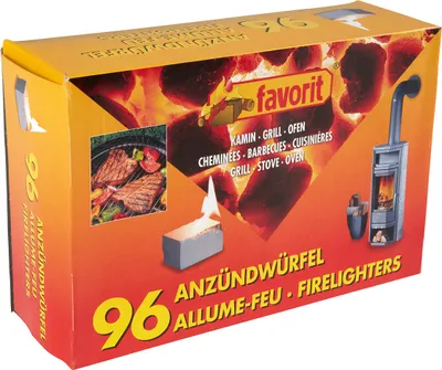 Produktbild von Favorit Anzündwürfel weiß, 96 Stück ° für Kamin, Grill und Ofen, Kerosinbasis