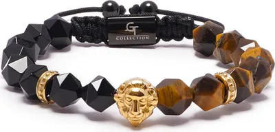 Produktbild von GT Collection | Lion Head Armband Herren mit Energie Steine, mit Verstellabarer Kordel und Geschenkschachtel