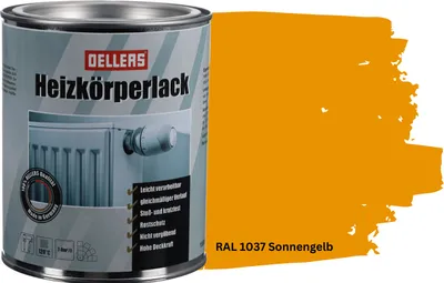 Produktbild von OELLERS Heizkörperlack bewährt 1L – RAL 1037 Sonnengelb | Heizkörperfarbe & Heizungsfarbe | Hochdeckender Heizungslack | Hitzebeständig & langlebig