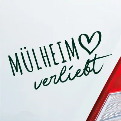 Produktbild von Auto Aufkleber Hellweg Druckerei Mülheim verliebt Herz Stadt Heimat Liebe Car 19x19 cm Dunkelgrün Sticker Heckscheibenaufkleber