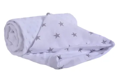 Produktbild von Babydecke für babys Baumwolle, 75x100, graue Sterne mit weißem Minky