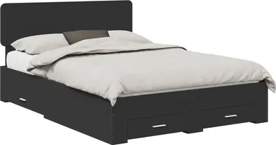 Produktbild von vidaXL Bettrahmen mit Schubladen Schwarz 140 x 190 cm Holzwerkstoff