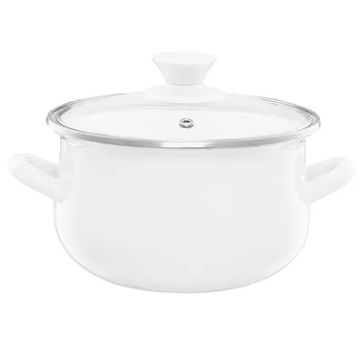 Produktbild von Kochtopf emailliert mit Deckel Pyza Suppentopf Gemüsetopf creme 22 cm 5 l EMALIA OLKUSZ