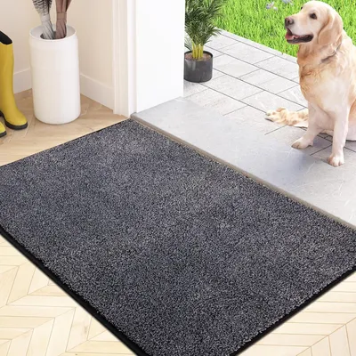Produktbild von Fußmatte Schmutzfangmatte Innen 50x80cm rutschfest waschbar Grau-schwarz