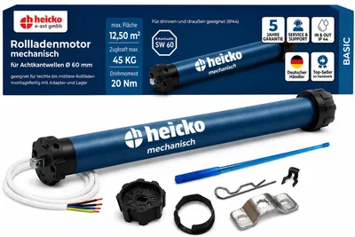 Produktbild von heicko Rollladenmotor 20 Nm SW60 Rohrmotor, 45 kg Zugrkaft, 12,5 m², Basic, KI-generiertes Bild