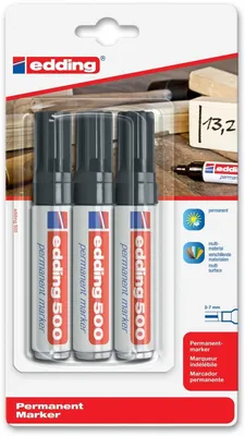 Produktbild von Edding - Filzstift 500 Diagonale 2-7 mm schwarz Blister mit 3 Stück
