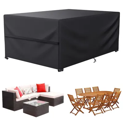 Produktbild von Gartenmöbel Abdeckung 600D Oxford-Gewebe Wasserabweisend UV-beständig Winddicht Schutzhülle für Tisch Stühle Lounge, 190x120x74cm