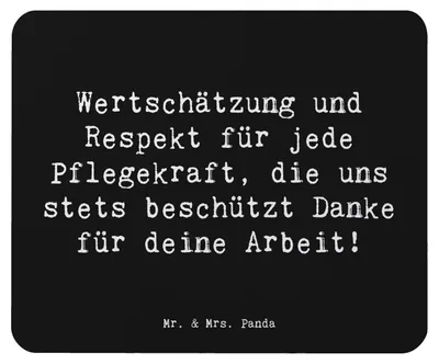 Produktbild von Mr. & Mrs. Panda Mousepad Spruch Pflegekraft Wertschätzung - Schwarz - Geschenk, Aufmerksamkeit, Bedanken, Fürsorge, Respekt, Anerkennung, Mauspad, laptop, Danke sagen