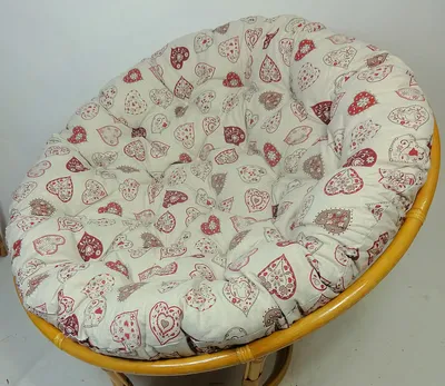 Produktbild von Rattani Polster, Kissen für Papasansessel, Ersatzpolster Papasan D 120 cm, Stoff Mirha Leinen Herz