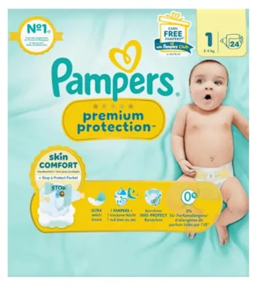 Produktbild von Pampers Premium Protection Grösse 1 2-5kg 24 Windeln für Neugeborene Ultra Weich