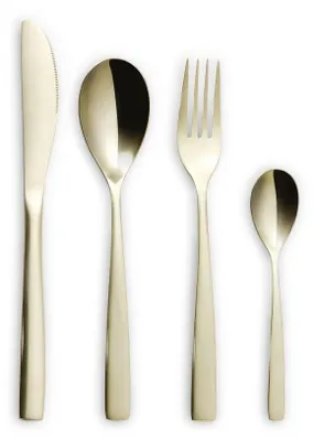 Produktbild von Comas 24 Teile Besteck Set Barcelona Champagner Tafelbesteck Edelstahl 18/10 3mm PVD Beschichtung Luxus