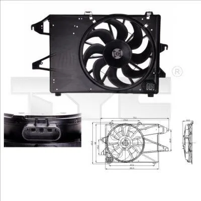 Produktbild von TYC 810-0008 Lüfter Motorkühlung Kühlerlüfter für FORD MONDEO III Kombi (BWY) Wasserkühler Ø390mm