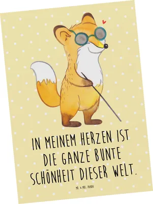 Produktbild von Mr. & Mrs. Panda Postkarte Fuchs Blindheit - Gelb Pastell - Geschenk, Postkarten, Erblindung, bildkarte, Fotokarte, Ansichtskarte, Grußkarte