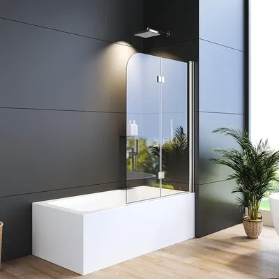 Produktbild von Duschwand für Badewanne 120 x 140 cm Faltbar 2-teilig, Duschtrennwand aus 6mm ESG Sicherheitsglas mit Nano Beschichtung, Duschabtrennung für Badewanne