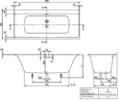 Produktbild von Villeroy & Boch UBQ170SBW2TDVRW Badewanne Subway 3.0 1700x750x480mm