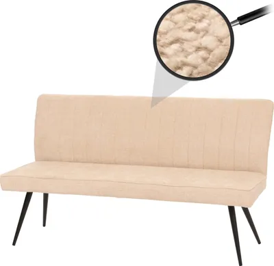 Produktbild von Sitzbank HWC-K16, Esszimmerbank Bank Polsterbank, Rückenlehne Stoff/Textil Chenille Metall 160cm  creme-beige
