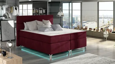 Produktbild von NABBI Gepolstert Doppelbett mit Stauraum Avellino 140 - Burgund