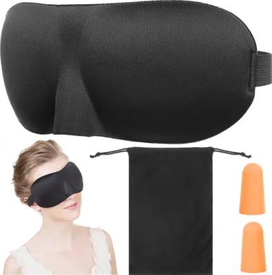 Produktbild von 3D Augenmaske & Ohrstöpsel Inkl. Etui Vertiefte Augenhöhlen Erhöhte Nasenteil Schlafmaske Schlafbrille Augenbinde 11848