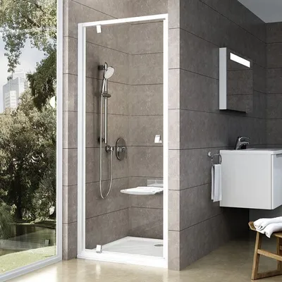 Obrázok produktu pre Ravak: Sprchové dvere PIVOT PDOP1-80,90 03G40100Z1 Biele TRANSPARENTNÉ sklo 800